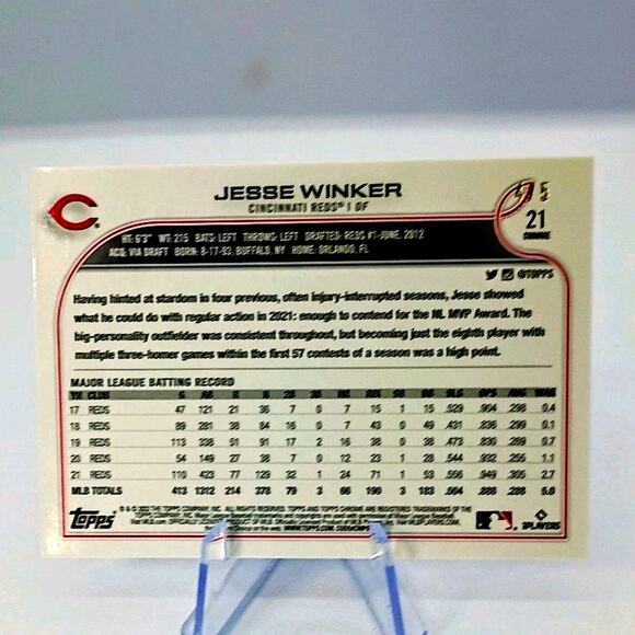 2022 Topps Chrome Jesse Winker #22 Red Raywave 4/5 - Picture 5 of 7